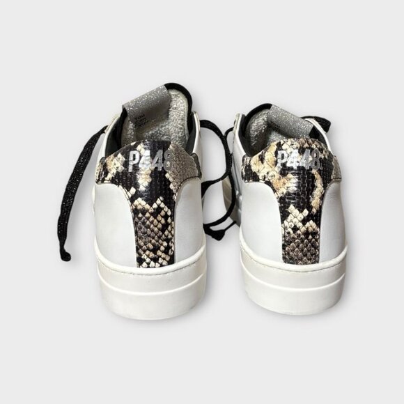 P448 Thea Platform Sneaker 41 US 10.5 White Leather Snakeskin Trim EUC Women - Picture 5 of 9